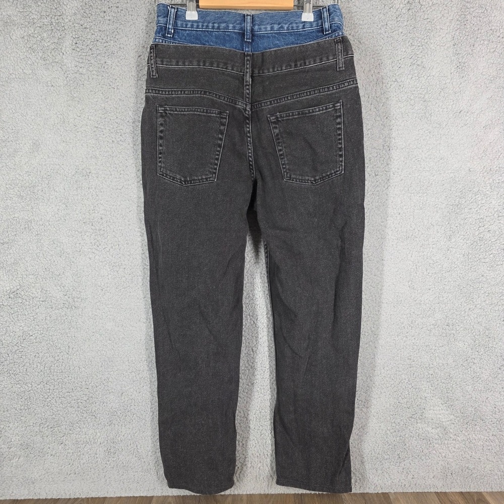 Sandro Paris Straight Leg Denim Jeans Charcoal Gray Blue Double Waist Sz 38 US 6 - Picture 7 of 11